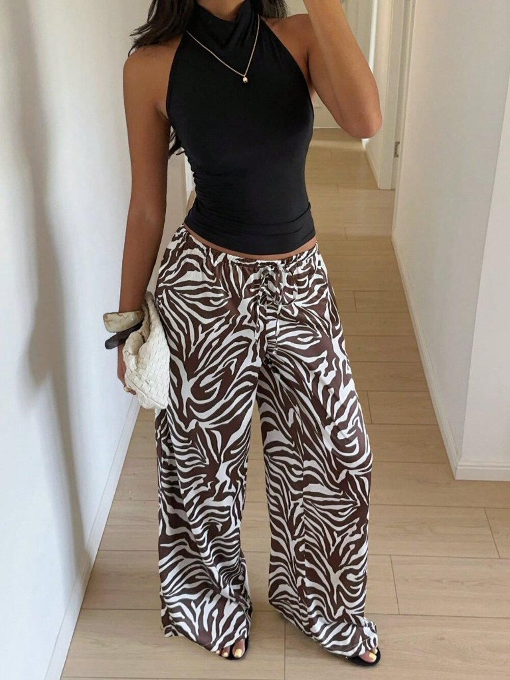 Brown Casual Women's Low Waist Maillard Color Long